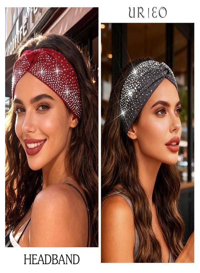 Urieo Rhinestones Headband Wide Glitter Headbands for Women - Image 4